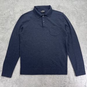 A.P.C. Rue Madame Paris Polo Sweater Mens Medium Navy Blue Merino Wool Outdoor